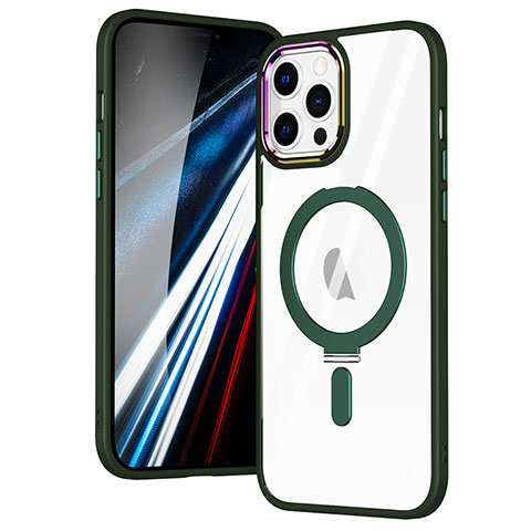 Silikon Hülle Handyhülle Ultradünn Tasche mit Mag-Safe Magnetic Magnetisch Durchsichtig Transparent SD1 für Apple iPhone 12 Pro Grün