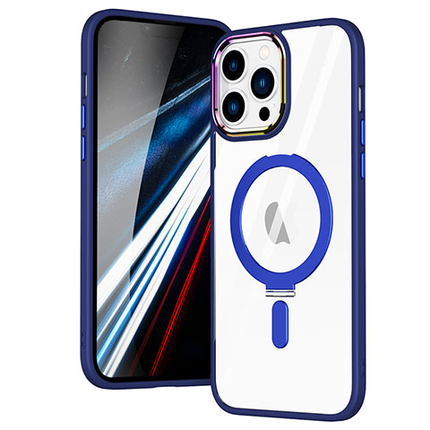 Silikon Hülle Handyhülle Ultradünn Tasche mit Mag-Safe Magnetic Magnetisch Durchsichtig Transparent SD1 für Apple iPhone 13 Pro Max Blau