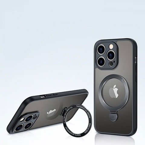 Silikon Hülle Handyhülle Ultradünn Tasche mit Mag-Safe Magnetic Magnetisch Durchsichtig Transparent XD8 für Apple iPhone 13 Pro Max Schwarz