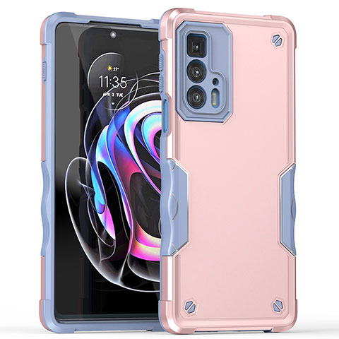 Silikon Hülle Handyhülle und Kunststoff Schutzhülle Hartschalen Tasche für Motorola Moto Edge 20 Pro 5G Rosa