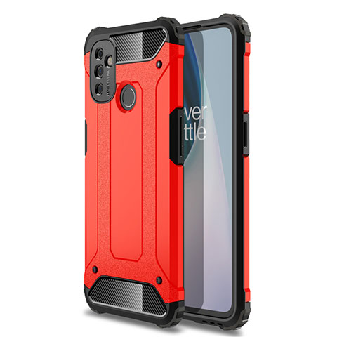 Silikon Hülle Handyhülle und Kunststoff Schutzhülle Hartschalen Tasche für OnePlus Nord N100 Rot