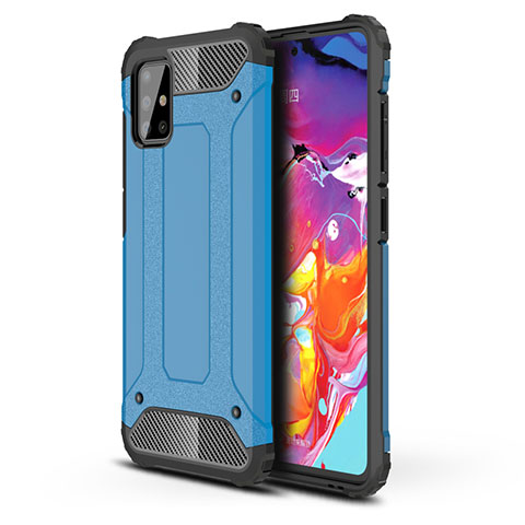 Silikon Hülle Handyhülle und Kunststoff Schutzhülle Hartschalen Tasche für Samsung Galaxy A51 4G Hellblau