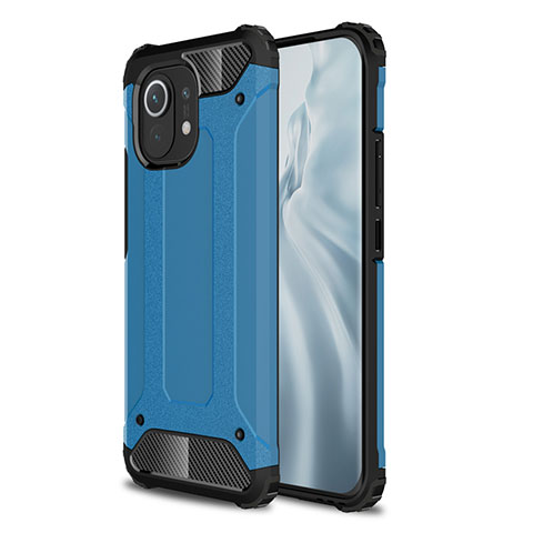 Silikon Hülle Handyhülle und Kunststoff Schutzhülle Hartschalen Tasche für Xiaomi Mi 11 Lite 5G Hellblau
