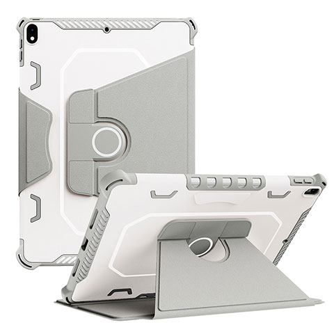 Silikon Hülle Handyhülle und Kunststoff Schutzhülle Hartschalen Tasche mit Ständer L04 für Apple iPad Air 3 Grau