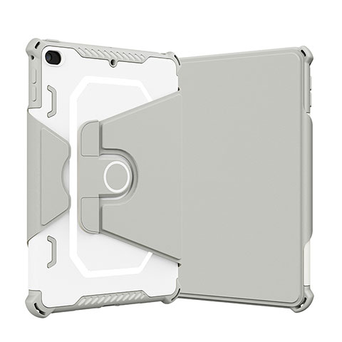 Silikon Hülle Handyhülle und Kunststoff Schutzhülle Hartschalen Tasche mit Ständer L05 für Apple iPad Mini 5 (2019) Grau