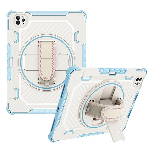 Silikon Hülle Handyhülle und Kunststoff Schutzhülle Hartschalen Tasche mit Ständer L06 für Apple iPad Pro 11 (2020) Blau