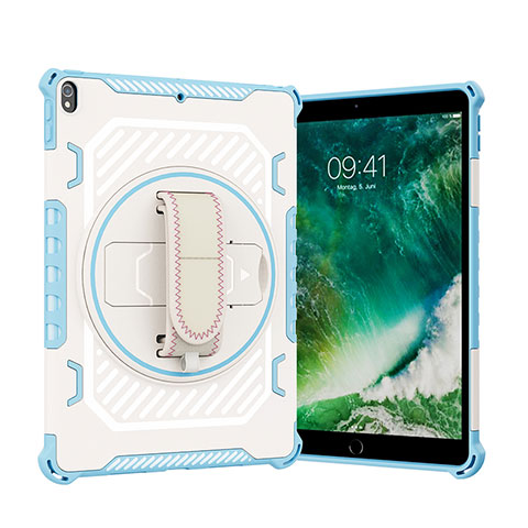 Silikon Hülle Handyhülle und Kunststoff Schutzhülle Hartschalen Tasche mit Ständer L07 für Apple iPad Air 3 Blau