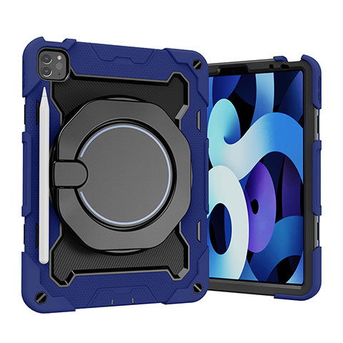 Silikon Hülle Handyhülle und Kunststoff Schutzhülle Hartschalen Tasche mit Ständer L13 für Apple iPad Pro 11 (2020) Blau