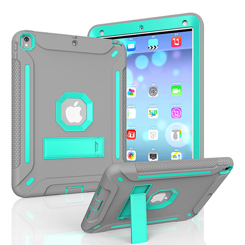 Silikon Hülle Handyhülle und Kunststoff Schutzhülle Hartschalen Tasche mit Ständer YJ1 für Apple iPad Air 3 Grau