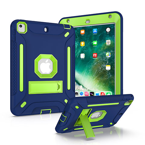 Silikon Hülle Handyhülle und Kunststoff Schutzhülle Hartschalen Tasche mit Ständer YJ1 für Apple iPad Mini 4 Blau
