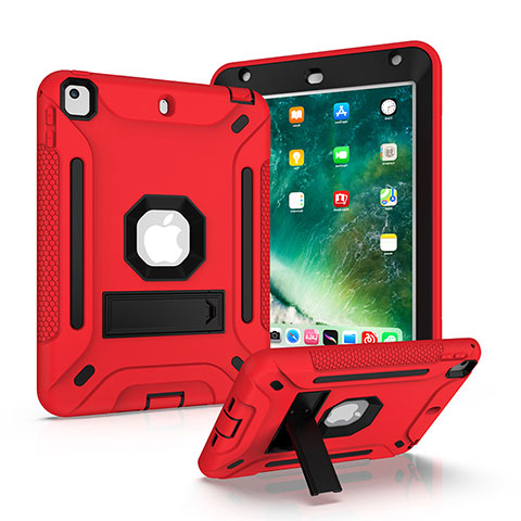 Silikon Hülle Handyhülle und Kunststoff Schutzhülle Hartschalen Tasche mit Ständer YJ1 für Apple iPad Mini 5 (2019) Rot