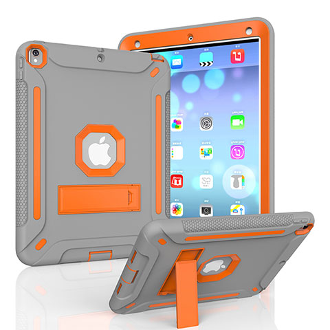 Silikon Hülle Handyhülle und Kunststoff Schutzhülle Hartschalen Tasche mit Ständer YJ1 für Apple iPad Pro 10.5 Orange