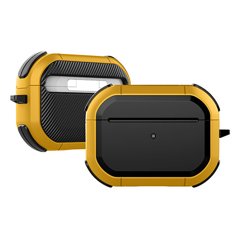 Silikon Hülle Handyhülle und Kunststoff Schutzhülle Hartschalen Tasche U03 für Apple AirPods Pro Gelb