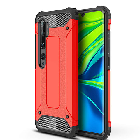 Silikon Hülle Handyhülle und Kunststoff Schutzhülle Tasche für Xiaomi Mi Note 10 Rot
