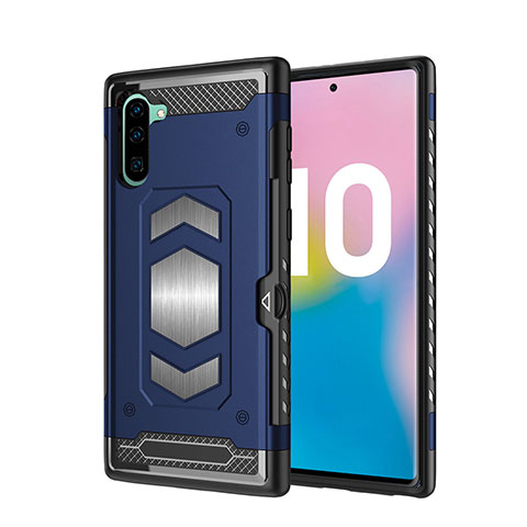 Silikon Hülle Handyhülle und Kunststoff Schutzhülle Tasche Magnetisch für Samsung Galaxy Note 10 5G Blau
