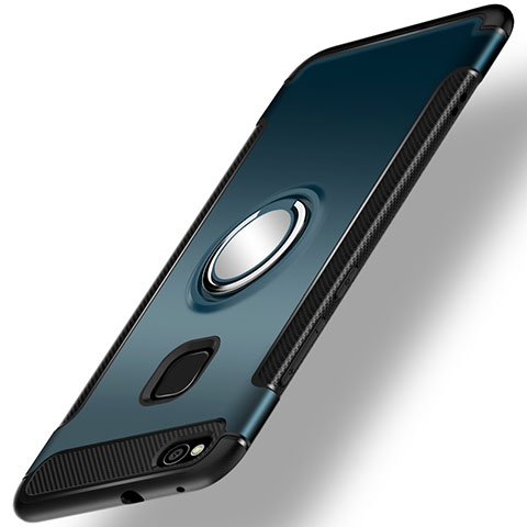 Silikon Hülle Handyhülle und Kunststoff Schutzhülle Tasche mit Fingerring Ständer für Huawei Honor 8 Lite Grün