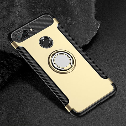 Silikon Hülle Handyhülle und Kunststoff Schutzhülle Tasche mit Magnetisch Fingerring Ständer für Xiaomi Mi 8 Lite Gold