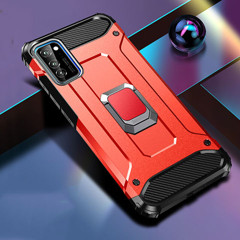 Silikon Hülle Handyhülle und Kunststoff Schutzhülle Tasche mit Magnetisch Fingerring Ständer R01 für Huawei Honor View 30 5G Rot
