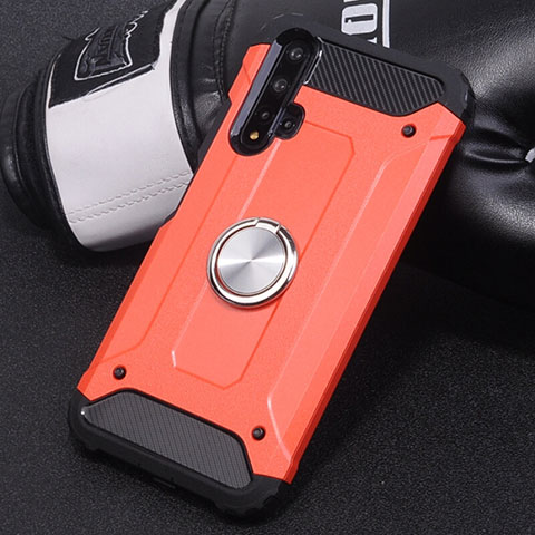 Silikon Hülle Handyhülle und Kunststoff Schutzhülle Tasche mit Magnetisch Fingerring Ständer R01 für Huawei Nova 5 Pro Rot