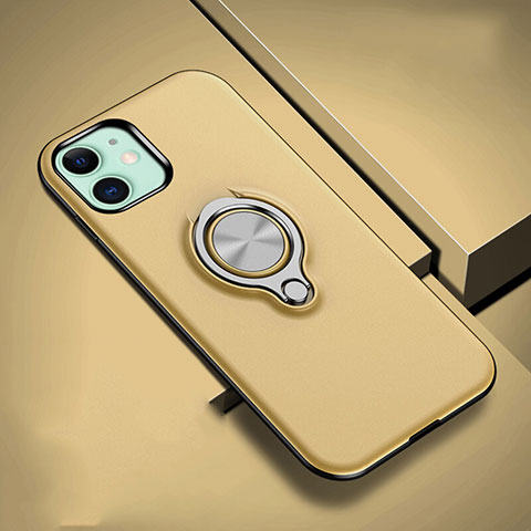 Silikon Hülle Handyhülle und Kunststoff Schutzhülle Tasche mit Magnetisch Fingerring Ständer R02 für Apple iPhone 11 Gold