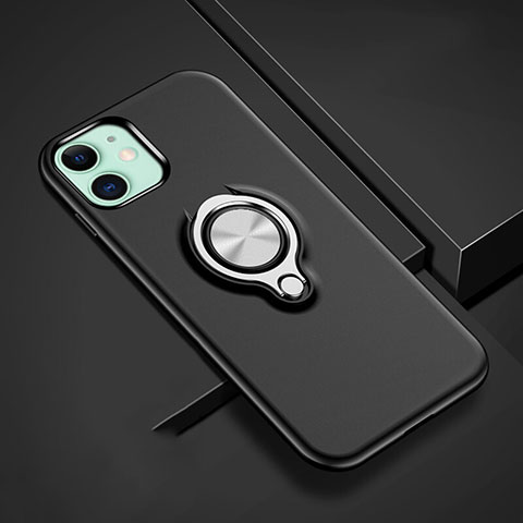 Silikon Hülle Handyhülle und Kunststoff Schutzhülle Tasche mit Magnetisch Fingerring Ständer R02 für Apple iPhone 11 Schwarz