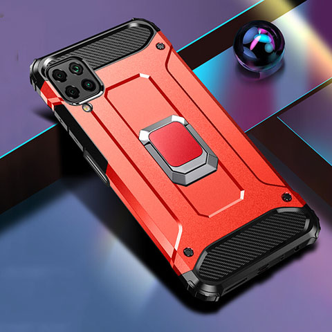Silikon Hülle Handyhülle und Kunststoff Schutzhülle Tasche mit Magnetisch Fingerring Ständer R02 für Huawei P40 Lite Rot