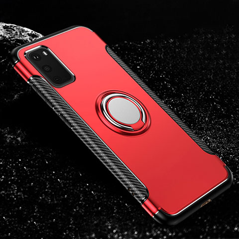Silikon Hülle Handyhülle und Kunststoff Schutzhülle Tasche mit Magnetisch Fingerring Ständer R04 für Samsung Galaxy S20 5G Rot