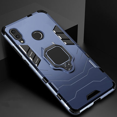 Silikon Hülle Handyhülle und Kunststoff Schutzhülle Tasche mit Magnetisch Fingerring Ständer Z01 für Xiaomi Redmi 7 Blau
