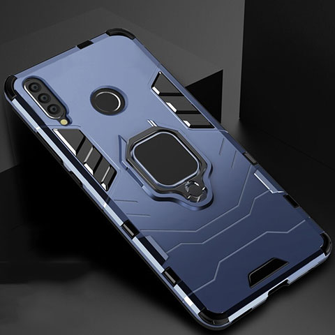 Silikon Hülle Handyhülle und Kunststoff Schutzhülle Tasche mit Magnetisch Ständer für Huawei Enjoy 9s Blau