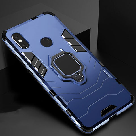Silikon Hülle Handyhülle und Kunststoff Schutzhülle Tasche mit Magnetisch Ständer für Xiaomi Mi 6X Blau