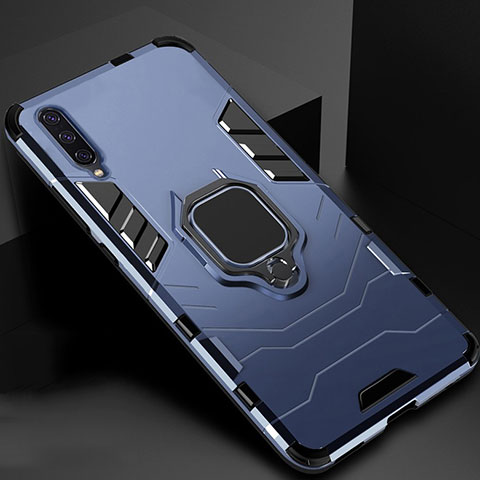 Silikon Hülle Handyhülle und Kunststoff Schutzhülle Tasche mit Magnetisch Ständer für Xiaomi Mi A3 Blau