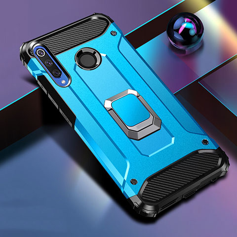 Silikon Hülle Handyhülle und Kunststoff Schutzhülle Tasche mit Magnetisch Ständer K01 für Huawei Honor 20E Blau