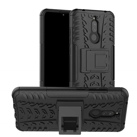 Silikon Hülle Handyhülle und Kunststoff Schutzhülle Tasche mit Ständer A02 für Xiaomi Redmi 8 Schwarz