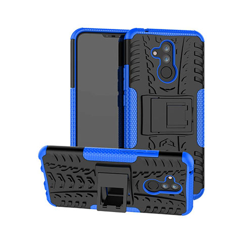 Silikon Hülle Handyhülle und Kunststoff Schutzhülle Tasche mit Ständer A03 für Huawei Mate 20 Lite Blau