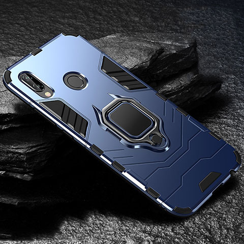Silikon Hülle Handyhülle und Kunststoff Schutzhülle Tasche mit Ständer A03 für Huawei P20 Lite Blau