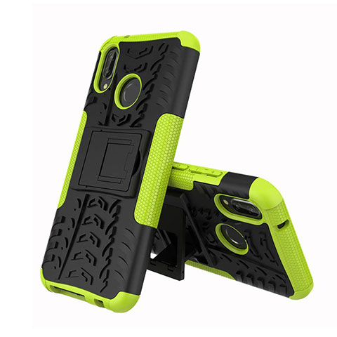 Silikon Hülle Handyhülle und Kunststoff Schutzhülle Tasche mit Ständer A04 für Huawei P20 Lite Grün