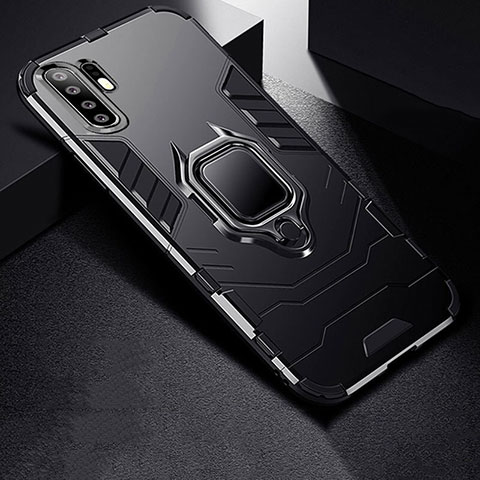 Silikon Hülle Handyhülle und Kunststoff Schutzhülle Tasche mit Ständer für Huawei P30 Pro New Edition Schwarz