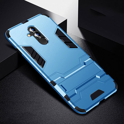 Silikon Hülle Handyhülle und Kunststoff Schutzhülle Tasche mit Ständer R01 für Huawei Mate 20 Lite Hellblau