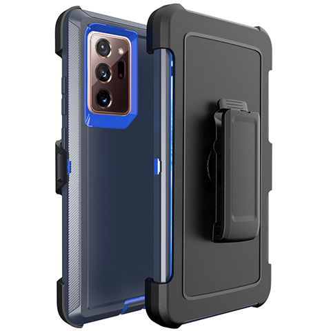 Silikon Hülle Handyhülle und Kunststoff Schutzhülle Tasche N04 für Samsung Galaxy Note 20 Ultra 5G Blau und Schwarz