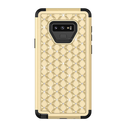 Silikon Hülle Handyhülle und Kunststoff Schutzhülle Tasche Vorder und Rückseite 360 Grad Bling-Bling U01 für Samsung Galaxy Note 9 Gold und Schwarz