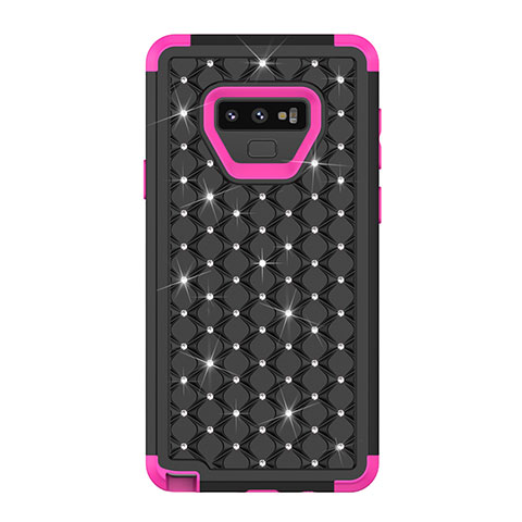 Silikon Hülle Handyhülle und Kunststoff Schutzhülle Tasche Vorder und Rückseite 360 Grad Bling-Bling U01 für Samsung Galaxy Note 9 Pink