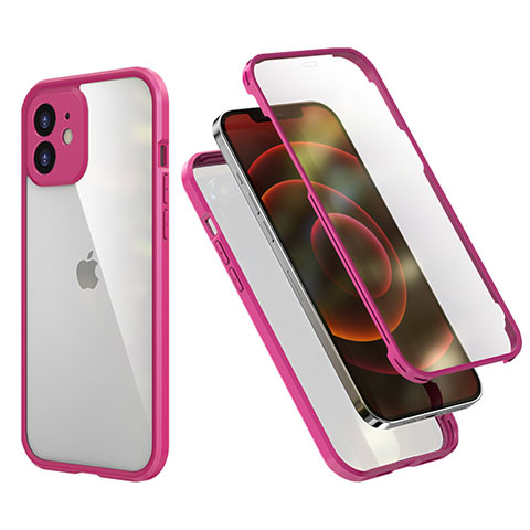 Silikon Hülle Handyhülle und Kunststoff Schutzhülle Tasche Vorder und Rückseite 360 Grad Ganzkörper R05 für Apple iPhone 12 Pink