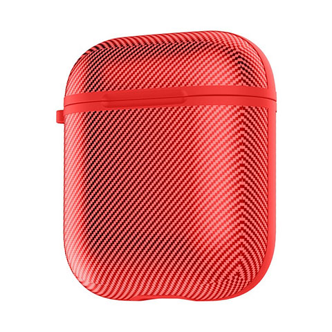 Silikon Hülle Schutzhülle Skin mit Karabiner für AirPods Ladekoffer C09 Rot