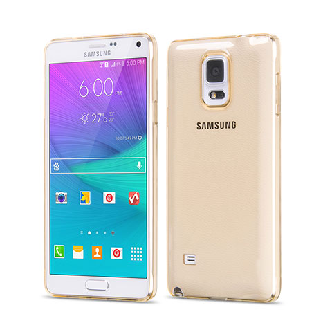 Silikon Hülle Ultra Dünn Schutzhülle Durchsichtig Transparent für Samsung Galaxy Note 4 Duos N9100 Dual SIM Gold