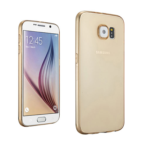 Silikon Hülle Ultra Dünn Schutzhülle Durchsichtig Transparent für Samsung Galaxy S6 Duos SM-G920F G9200 Gold