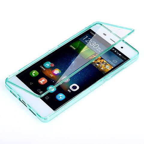 Silikon Schutzhülle Flip Tasche Durchsichtig Transparent für Huawei P8 Lite Hellblau