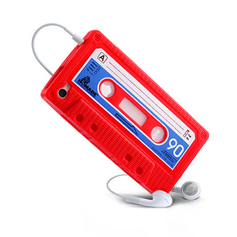 Silikon Schutzhülle Gummi Tasche Cassette für Apple iPhone 4 Rot