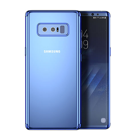 Silikon Schutzhülle Rahmen Tasche Durchsichtig Transparent Matt R02 für Samsung Galaxy Note 8 Duos N950F Blau