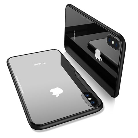 Silikon Schutzhülle Rahmen Tasche Durchsichtig Transparent Spiegel für Apple iPhone Xs Max Schwarz