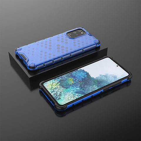 Silikon Schutzhülle Rahmen Tasche Hülle Durchsichtig Transparent 360 Grad Ganzkörper AM2 für Samsung Galaxy S20 Plus Blau